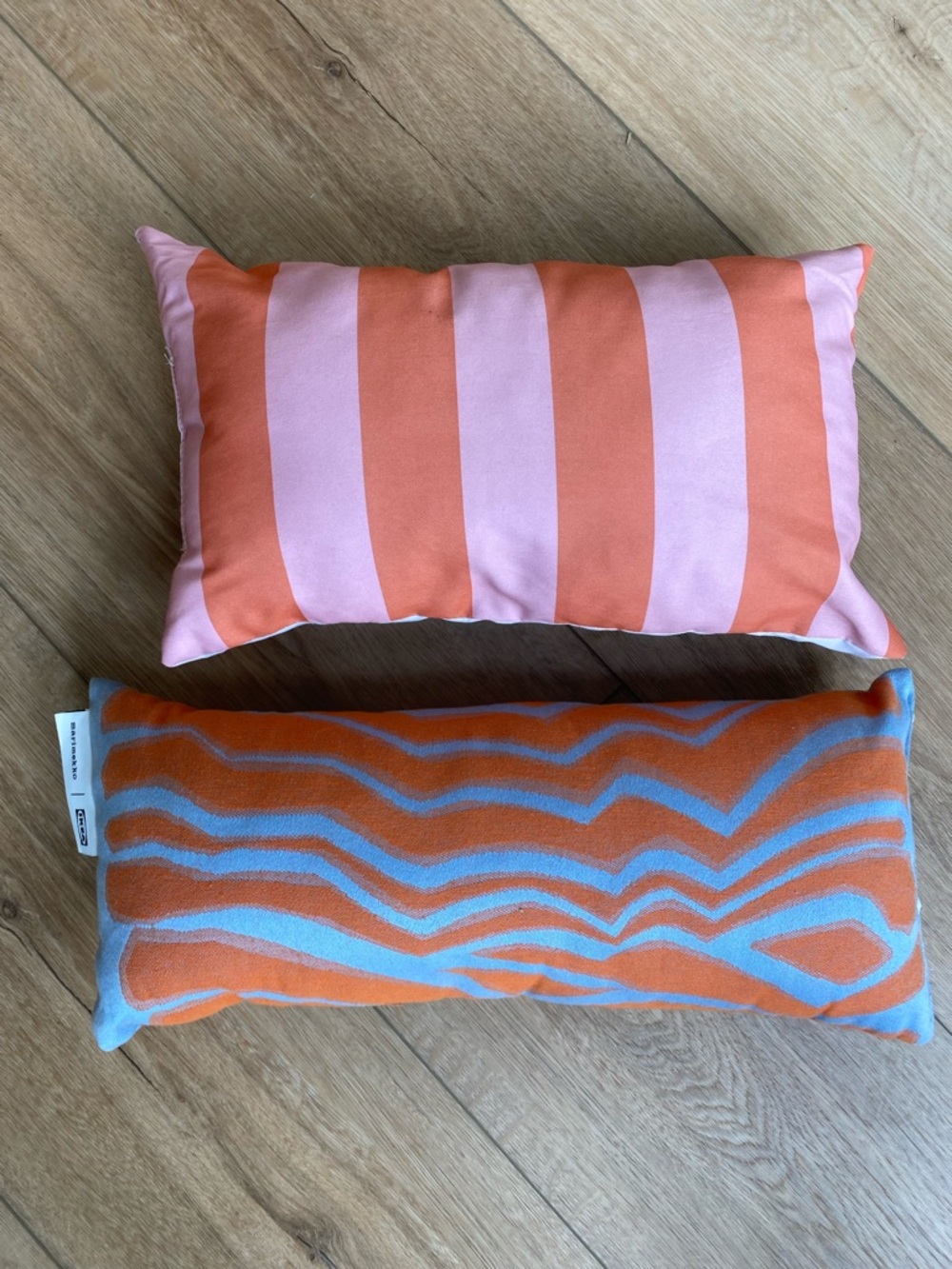 Marimekko IKEA Orange & Light Blue Decorative Pillow & Striped Pillow